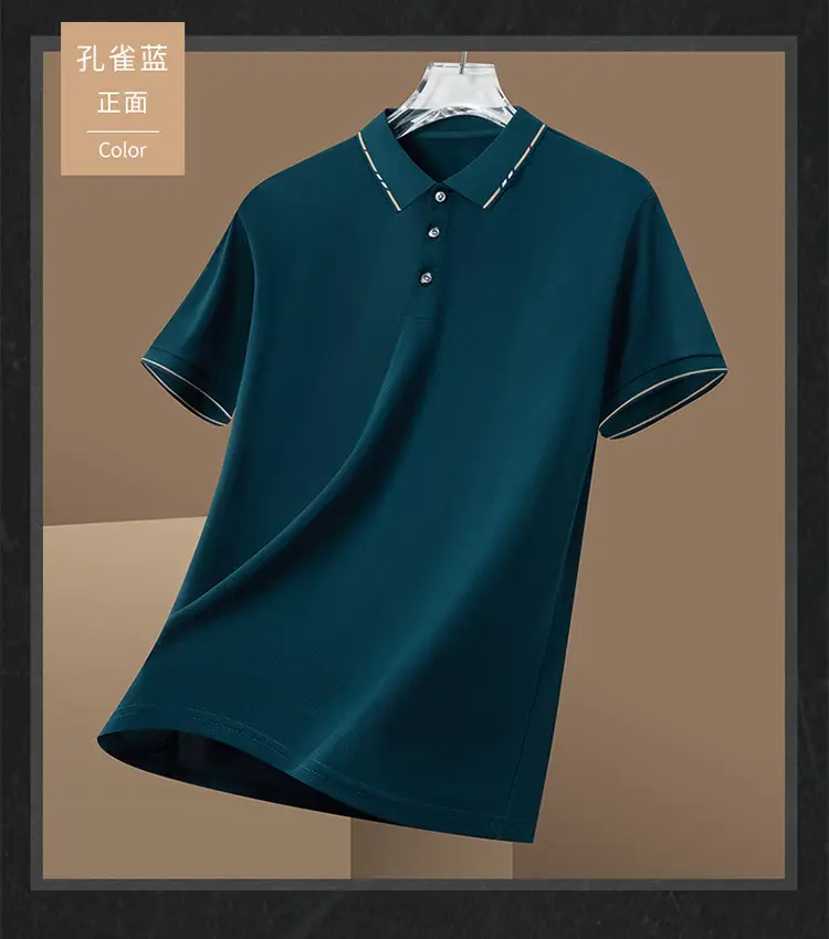 Men Navy Blue Cross Border Polo T-Shirt Short Sleeve — feature 11