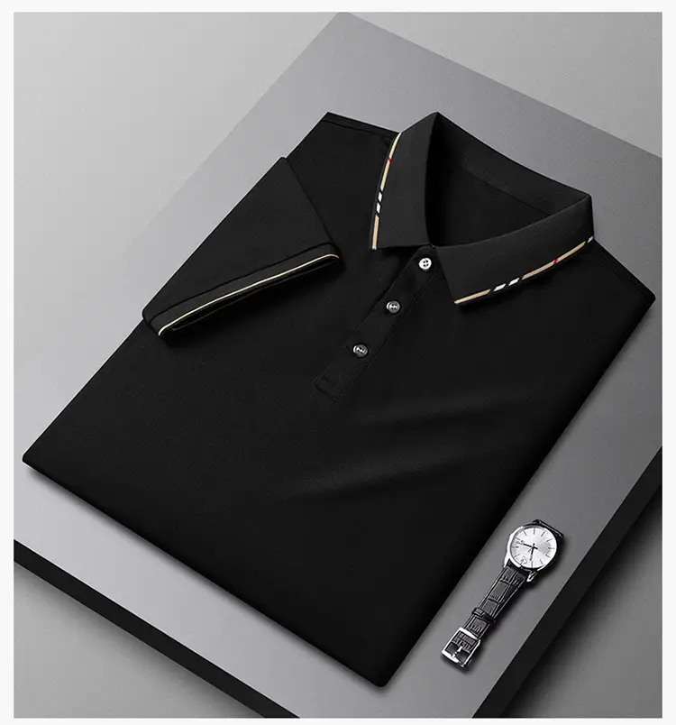Men Navy Blue Cross Border Polo T-Shirt Short Sleeve — feature 2