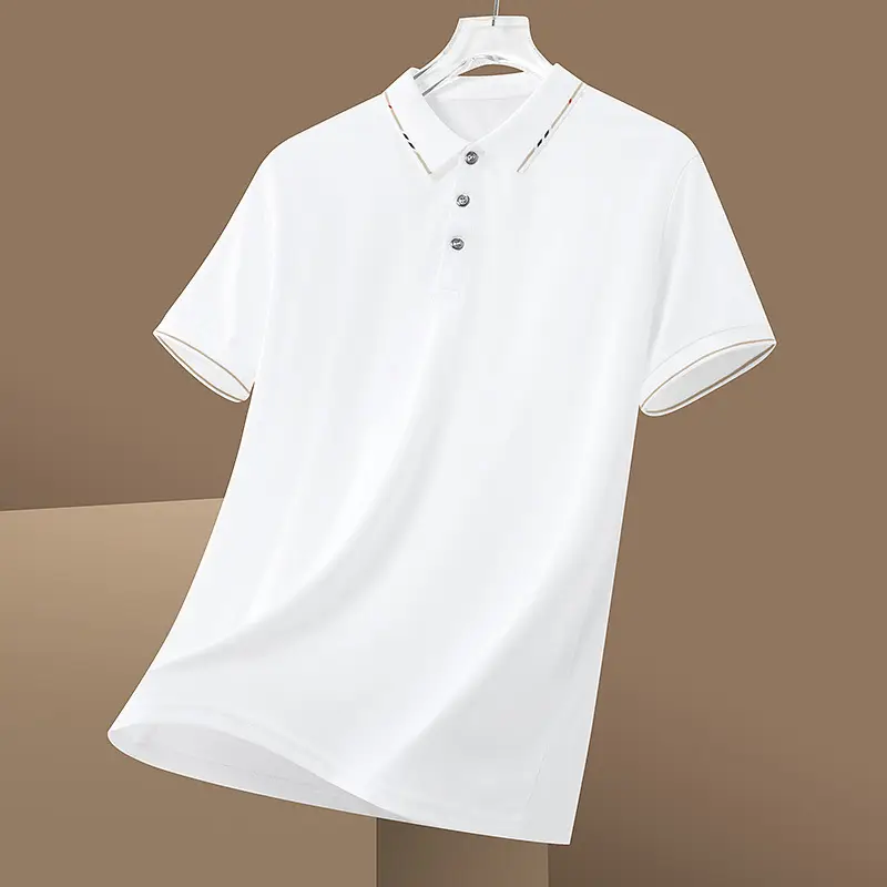 Men Navy Blue Cross Border Polo T-Shirt Short Sleeve - Image 2