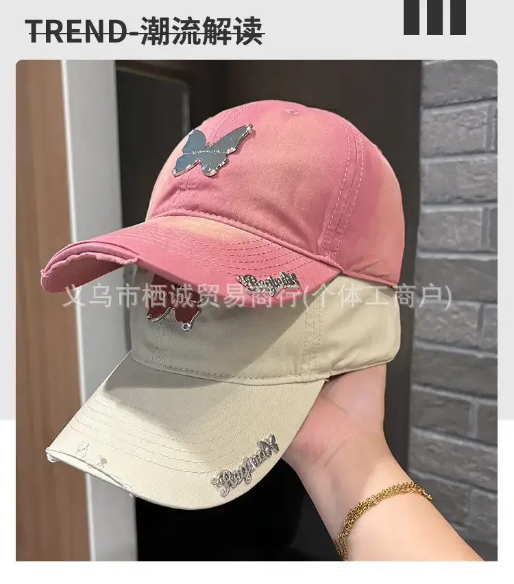 Ins Metal Bow Baseball Cap Wash Denim Peaked Spring Sun Protection Hat — feature 2