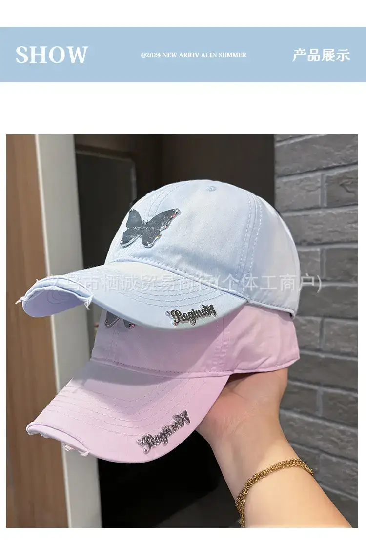 Ins Metal Bow Baseball Cap Wash Denim Peaked Spring Sun Protection Hat — feature 6
