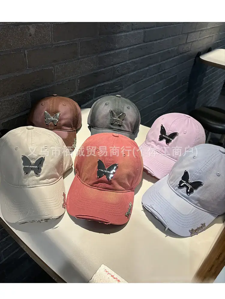 Ins Metal Bow Baseball Cap Wash Denim Peaked Spring Sun Protection Hat — feature 7
