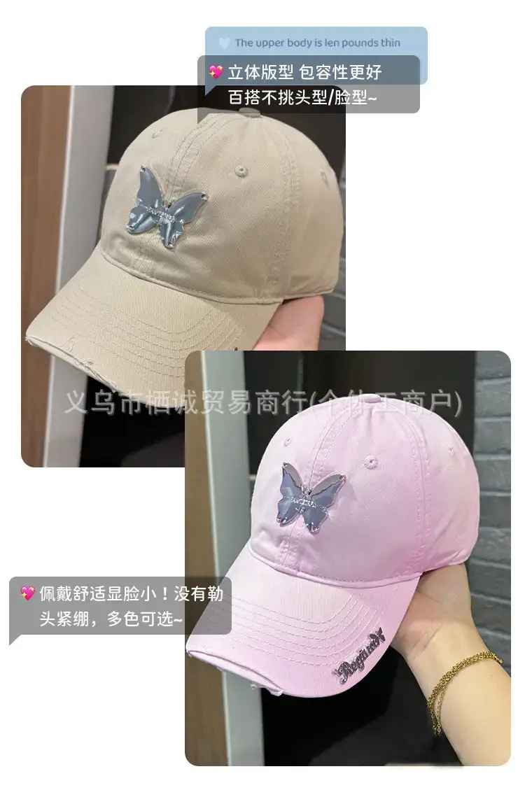 Ins Metal Bow Baseball Cap Wash Denim Peaked Spring Sun Protection Hat — feature 9