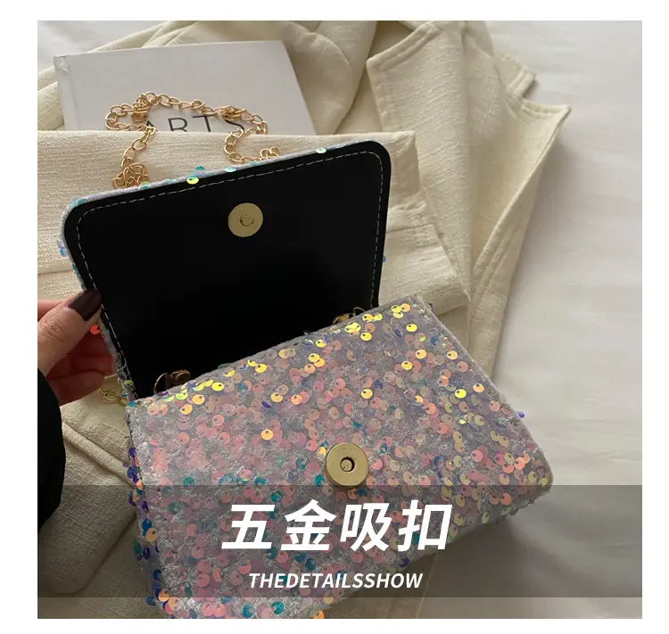 Women's Sequin Handbag with Pearl Handle — feature 5