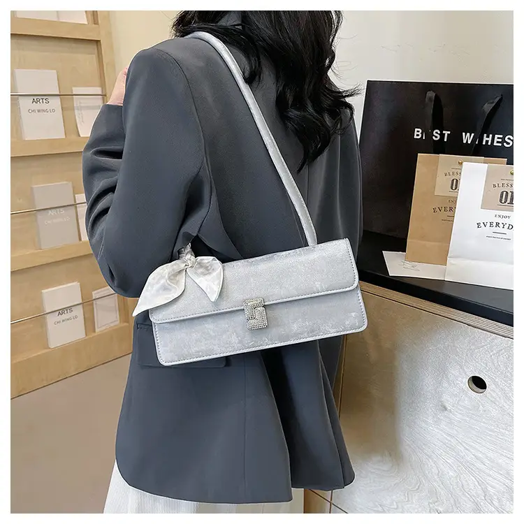 Silver Ribbon Lock Shoulder Bag for Women — feature 17