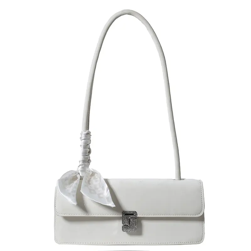 Silver Ribbon Lock Shoulder Bag for Women - Image 2