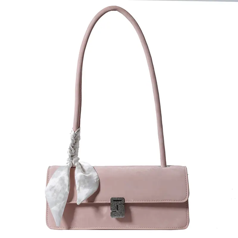 Silver Ribbon Lock Shoulder Bag for Women - Image 4