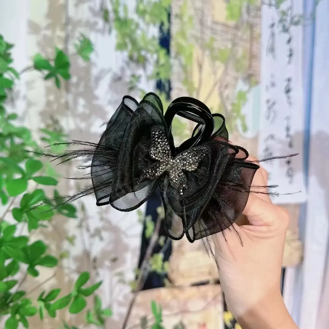 Black Butterfly Hair Clip 8cm Base for Women — feature 6
