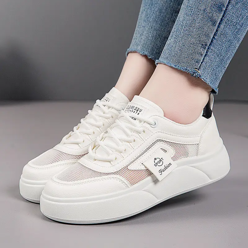 Women's White Mesh Sneakers with Thick Sole 2025 - Image 21