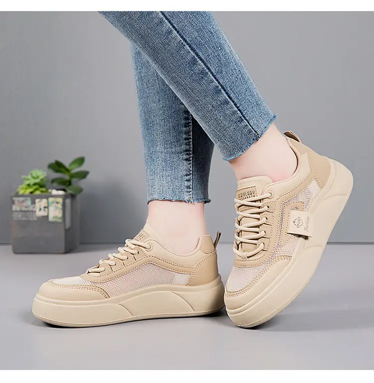 Women's White Mesh Sneakers with Thick Sole 2025 — feature 18