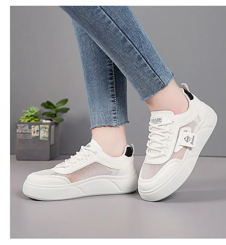 Women's White Mesh Sneakers with Thick Sole 2025 — feature 20