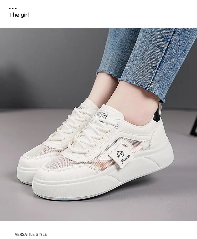 Women's White Mesh Sneakers with Thick Sole 2025 — feature 21