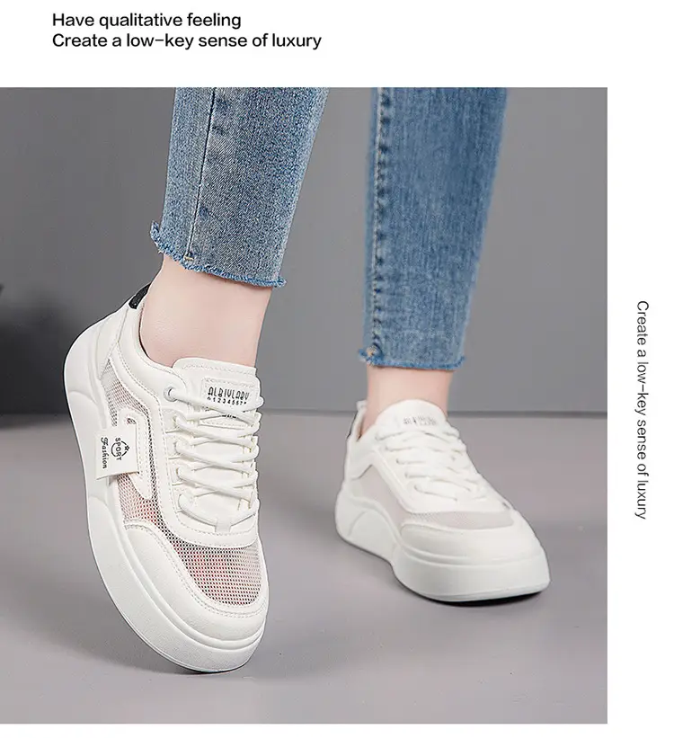 Women's White Mesh Sneakers with Thick Sole 2025 — feature 22