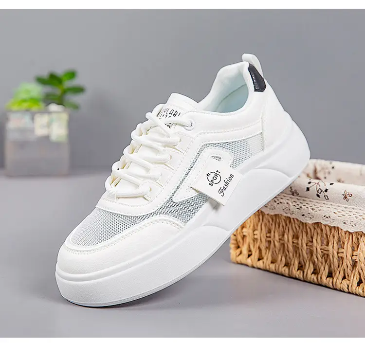 Women's White Mesh Sneakers with Thick Sole 2025 — feature 30