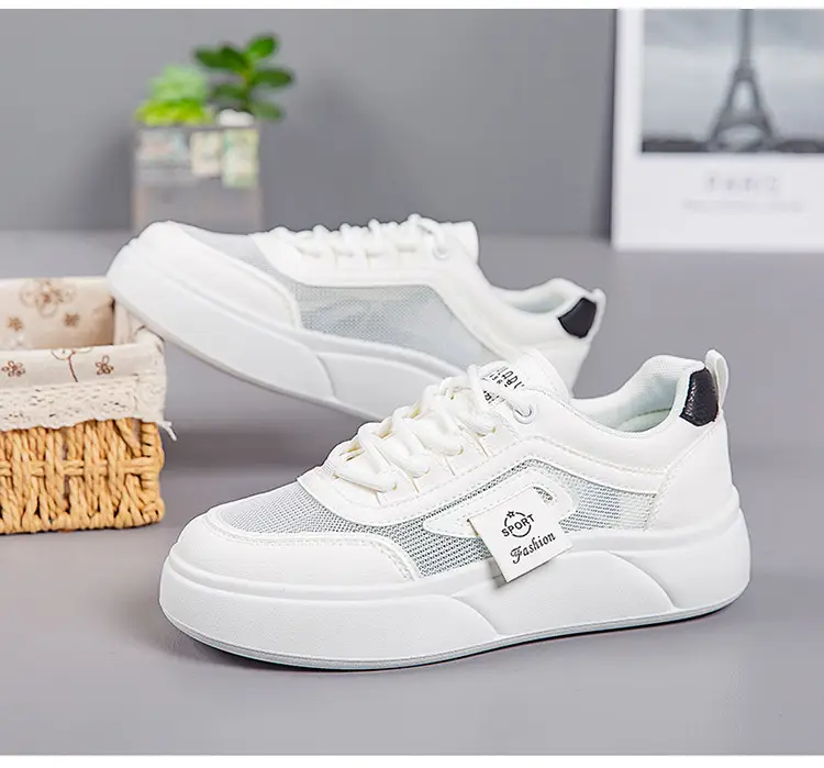 Women's White Mesh Sneakers with Thick Sole 2025 — feature 31