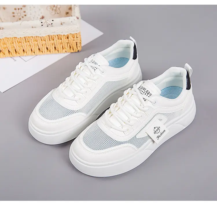 Women's White Mesh Sneakers with Thick Sole 2025 — feature 32