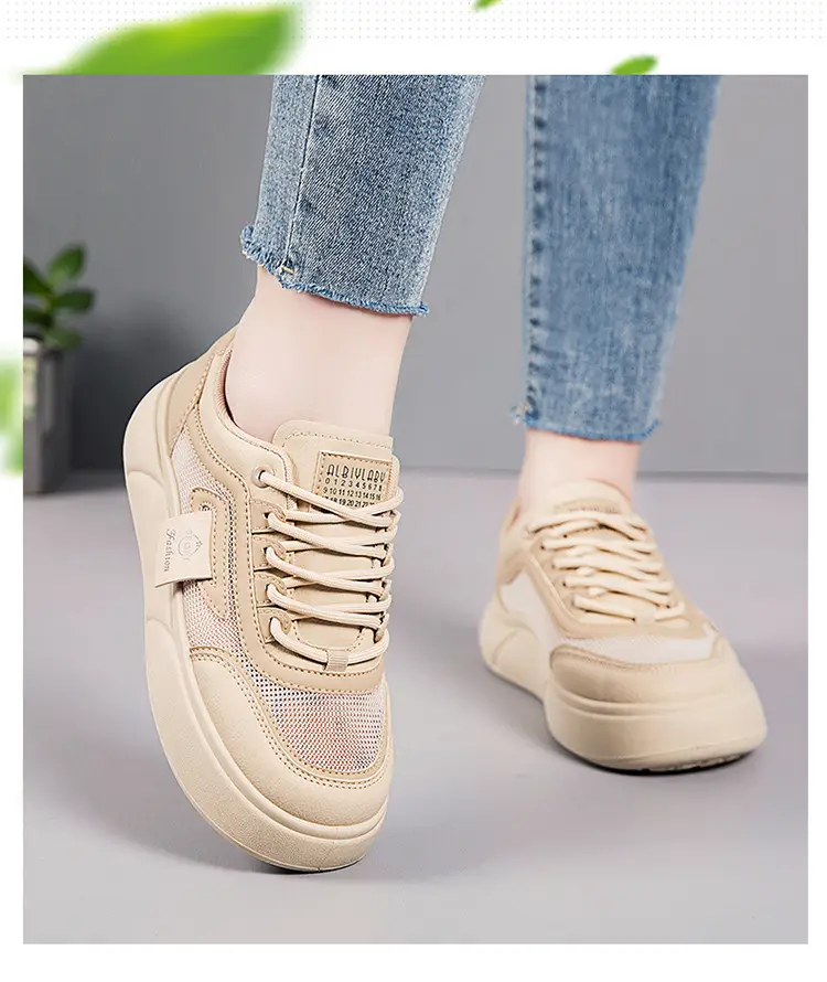 Women's White Mesh Sneakers with Thick Sole 2025 — feature 5