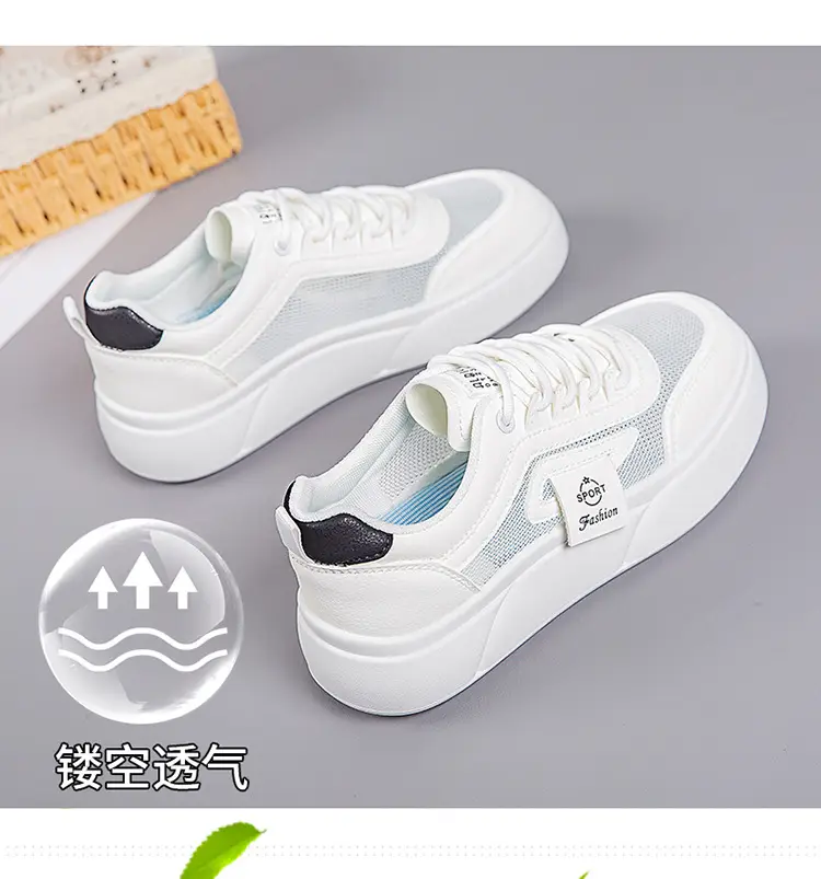 Women's White Mesh Sneakers with Thick Sole 2025 — feature 6