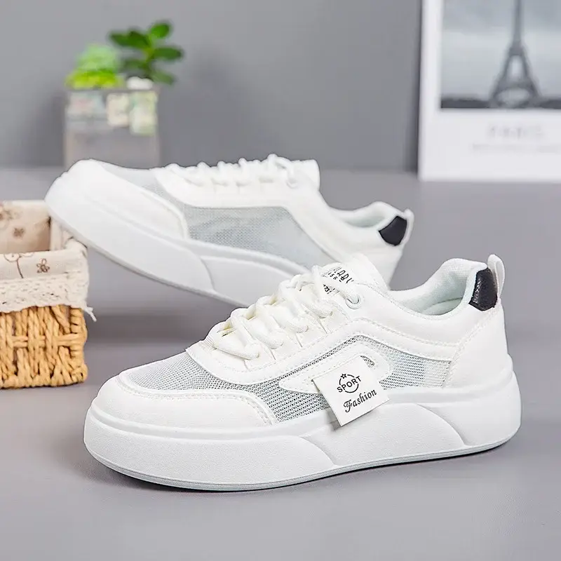 Women's White Mesh Sneakers with Thick Sole 2025 - Image 16