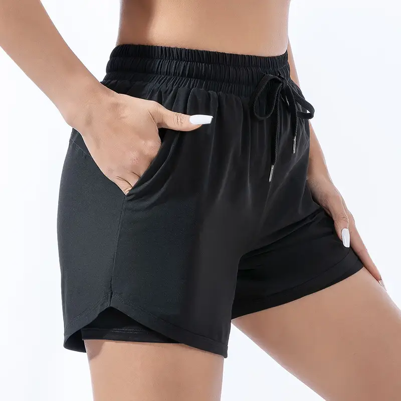 Women's Pink Elastic Waist Sports Shorts
