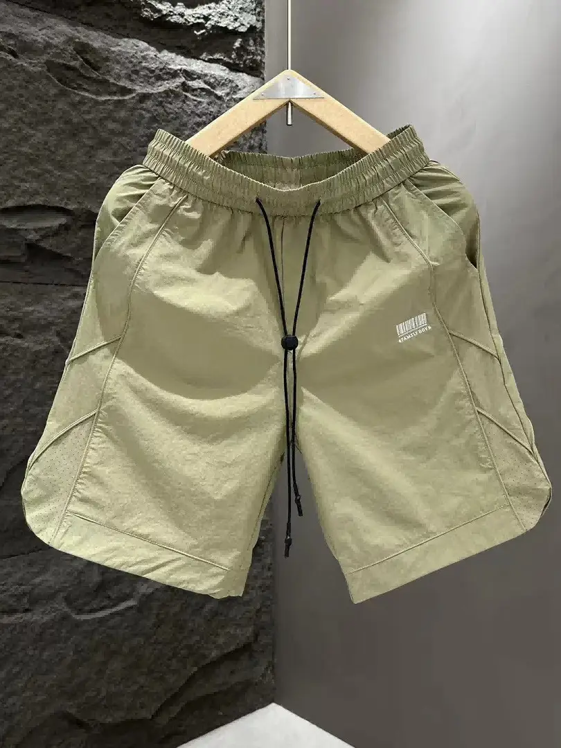 Men's Olive Green Quick-Drying Casual Shorts - Image 8