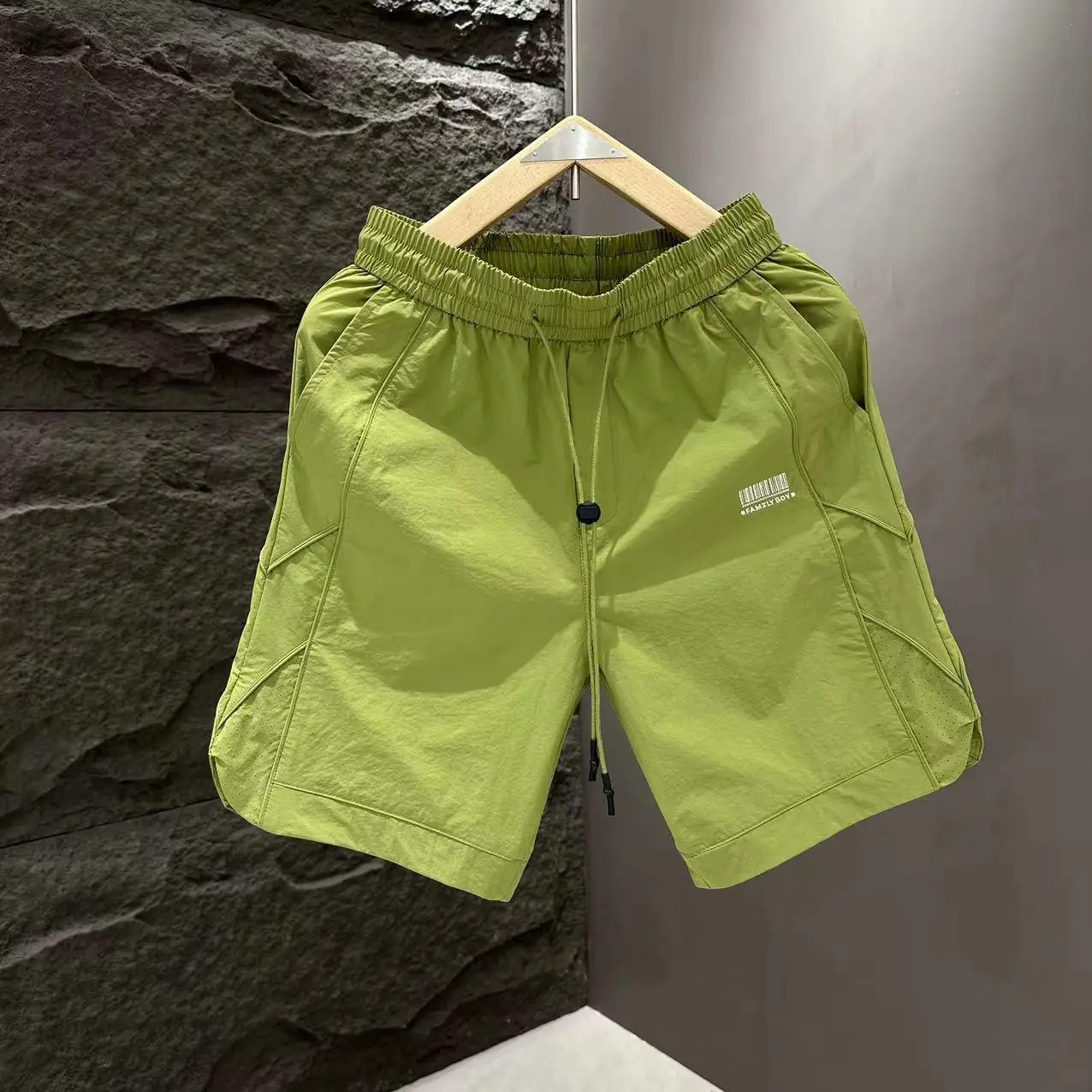 Men's Olive Green Quick-Drying Casual Shorts - Image 3