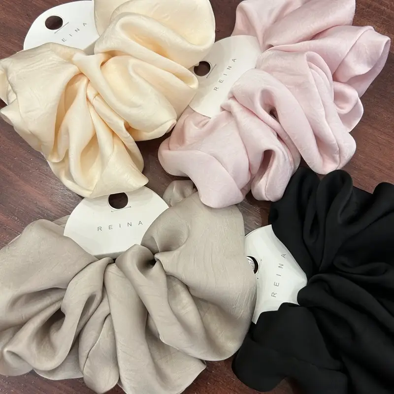 Elegant Cream Satin Hair Tie Extra Large Heavy Duty - Image 8