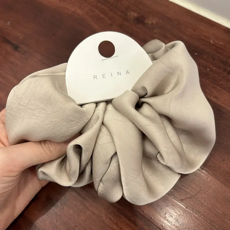 Elegant Cream Satin Hair Tie Extra Large Heavy Duty — feature 10