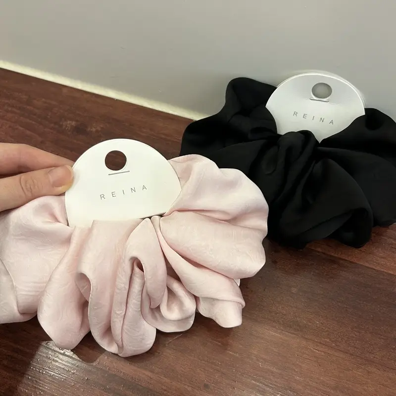 Elegant Cream Satin Hair Tie Extra Large Heavy Duty — feature 5