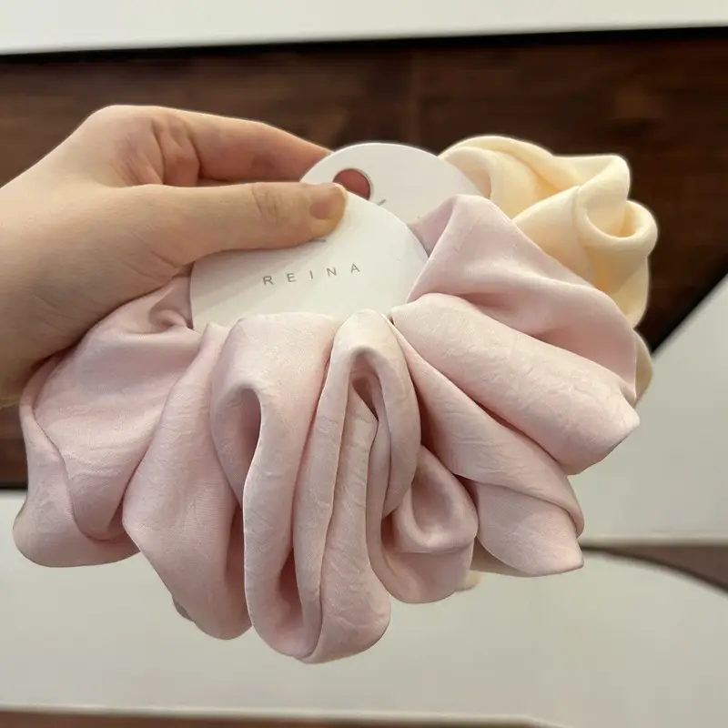 Elegant Cream Satin Hair Tie Extra Large Heavy Duty — feature 9