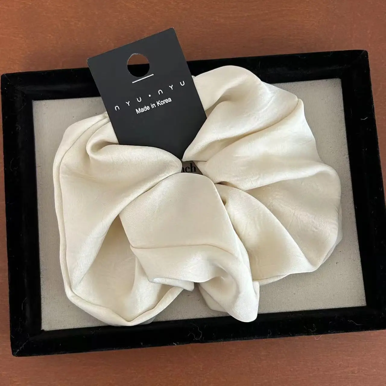 Elegant Cream Satin Hair Tie Extra Large Heavy Duty - Image 2