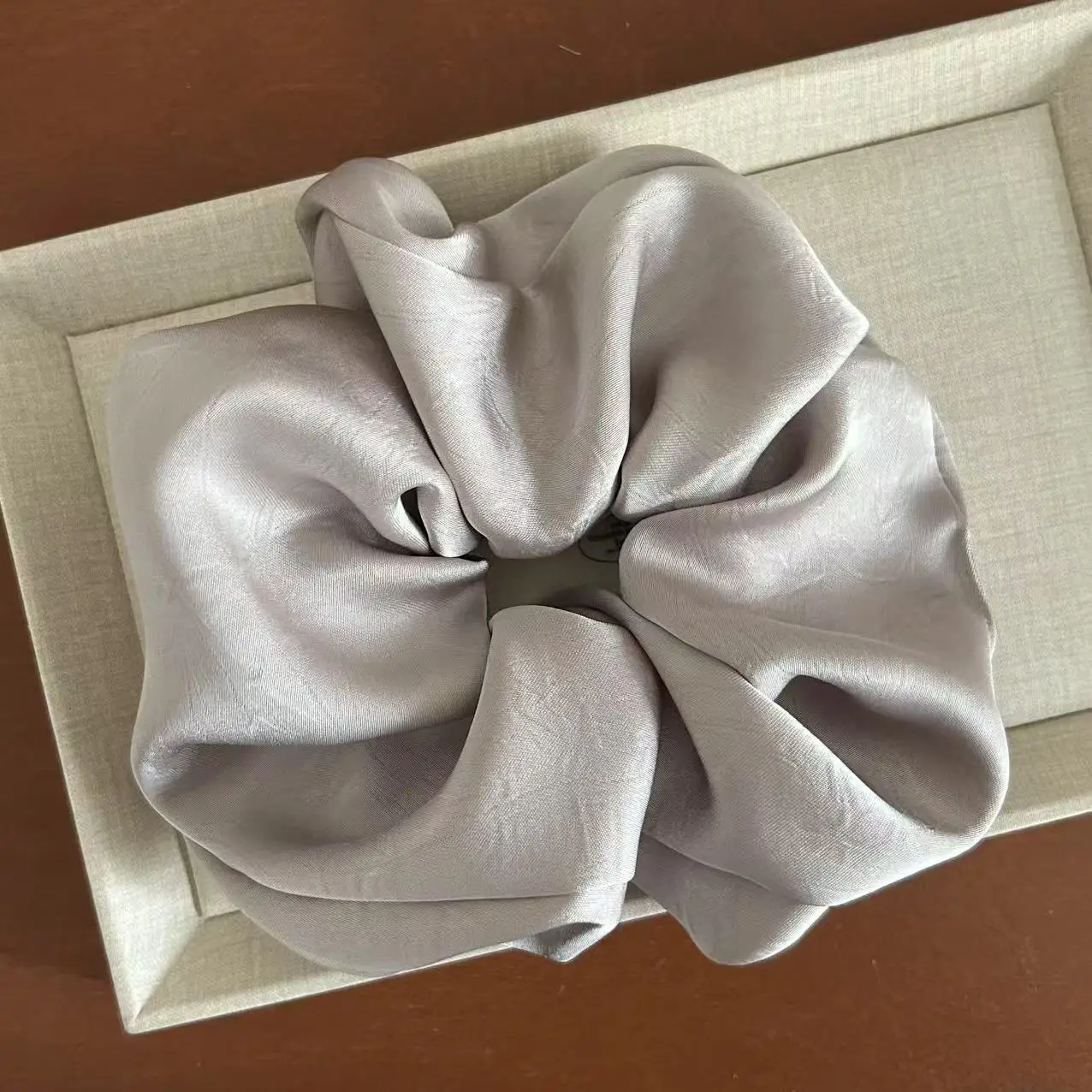 Elegant Cream Satin Hair Tie Extra Large Heavy Duty - Image 4