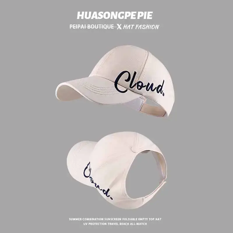Women's Beige Cloud Sunglasses Hat with Brand Embroidery — feature 4