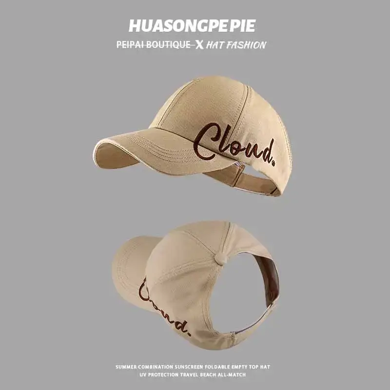 Women's Beige Cloud Sunglasses Hat with Brand Embroidery - Image 2
