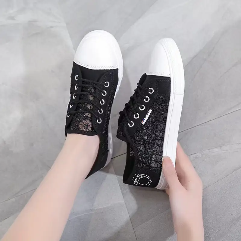 Shoes Women's Spring and Summer New Hollow Mesh Shoes Student Canvas Shoes Women's Breathable Casual Shoes Women's Factory Wholesale Women's Shoes - Image 3