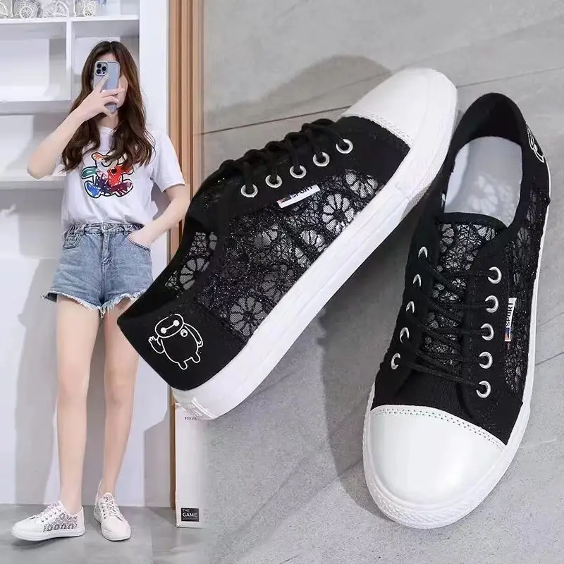 Shoes Women's Spring and Summer New Hollow Mesh Shoes Student Canvas Shoes Women's Breathable Casual Shoes Women's Factory Wholesale Women's Shoes — feature 3