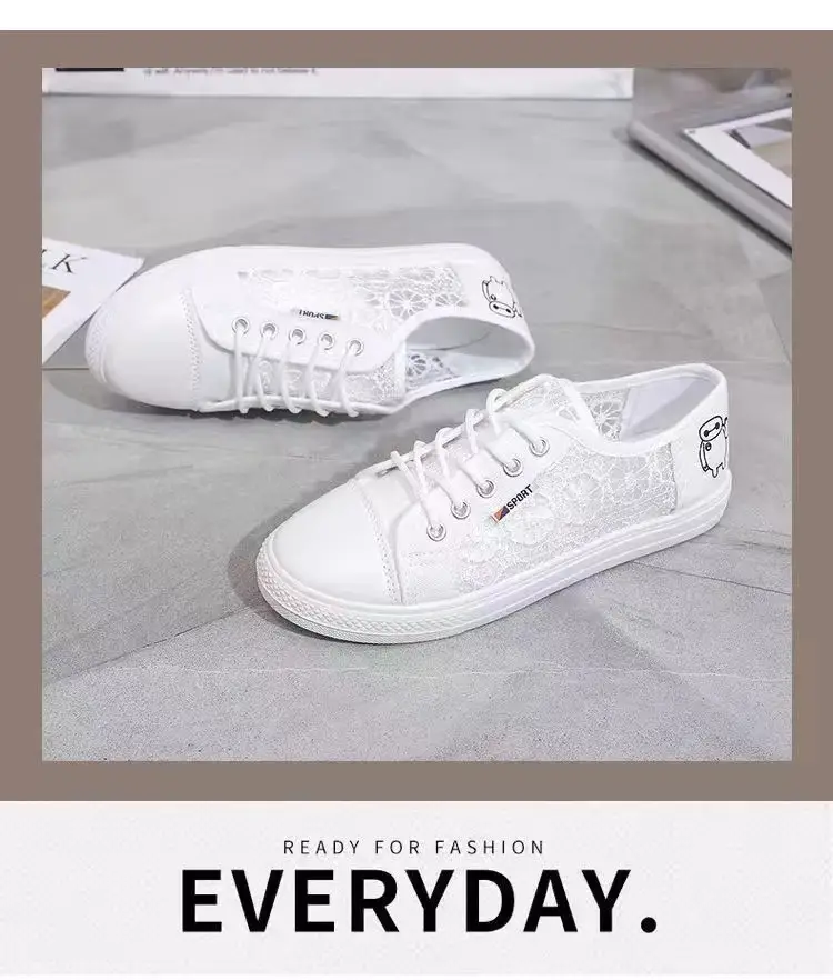 Shoes Women's Spring and Summer New Hollow Mesh Shoes Student Canvas Shoes Women's Breathable Casual Shoes Women's Factory Wholesale Women's Shoes — feature 5