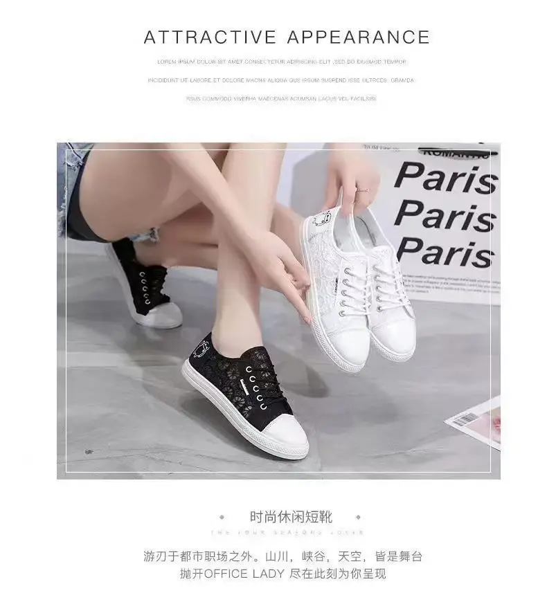 Shoes Women's Spring and Summer New Hollow Mesh Shoes Student Canvas Shoes Women's Breathable Casual Shoes Women's Factory Wholesale Women's Shoes — feature 6
