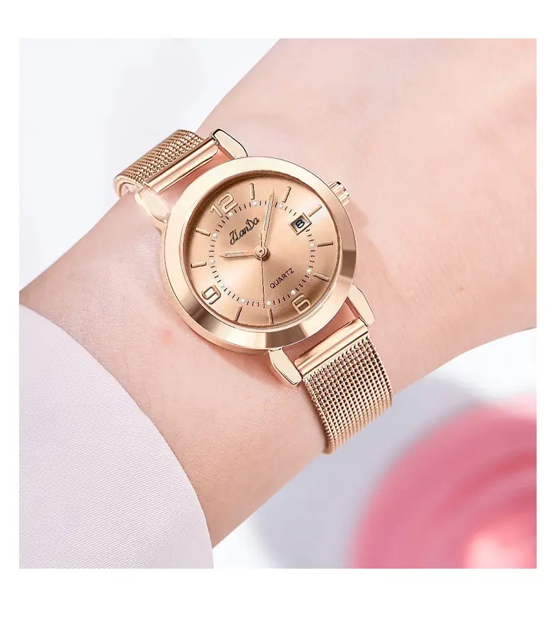 Luxury Rose Gold Women's Watch with Black Dial — feature 12