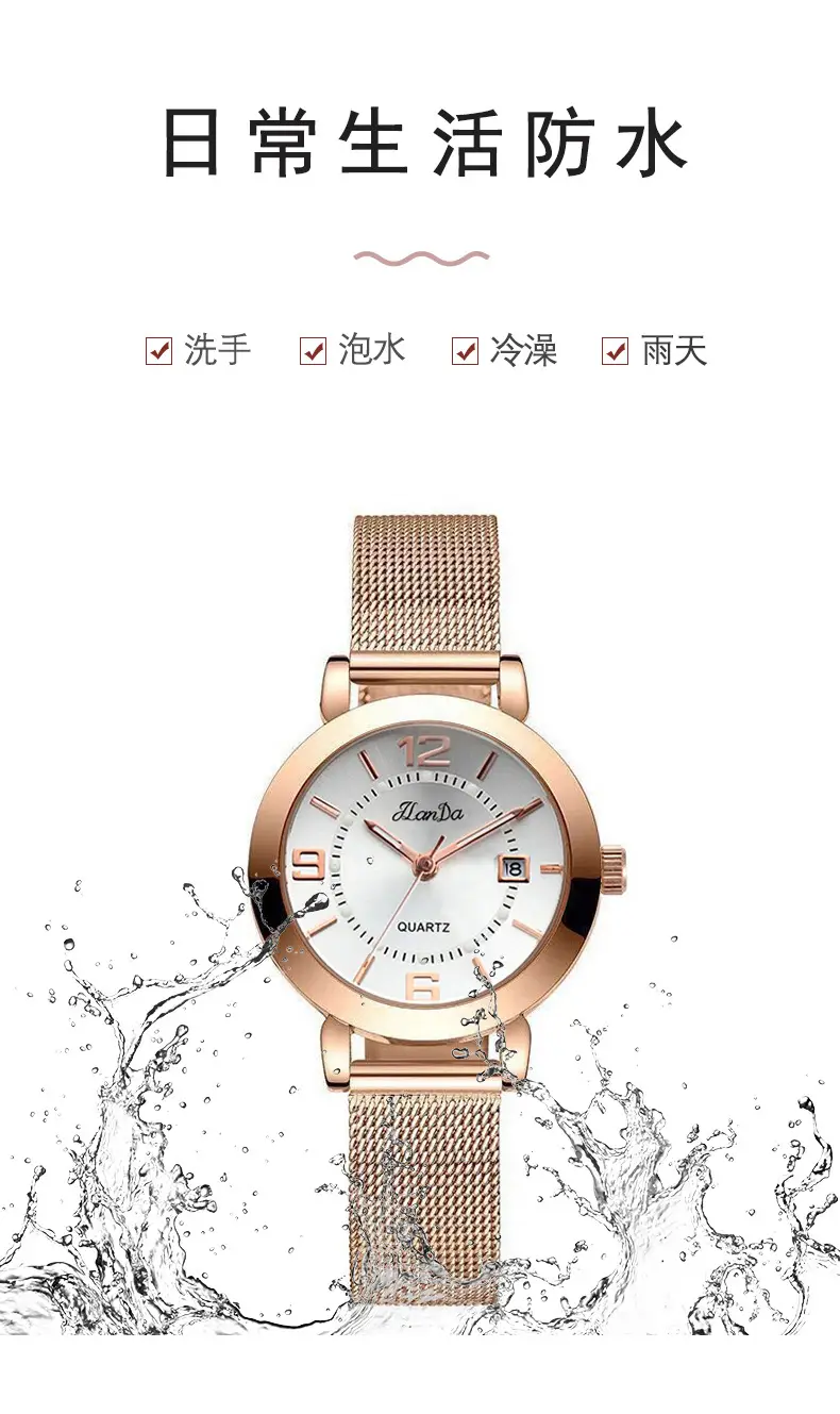 Luxury Rose Gold Women's Watch with Black Dial — feature 6