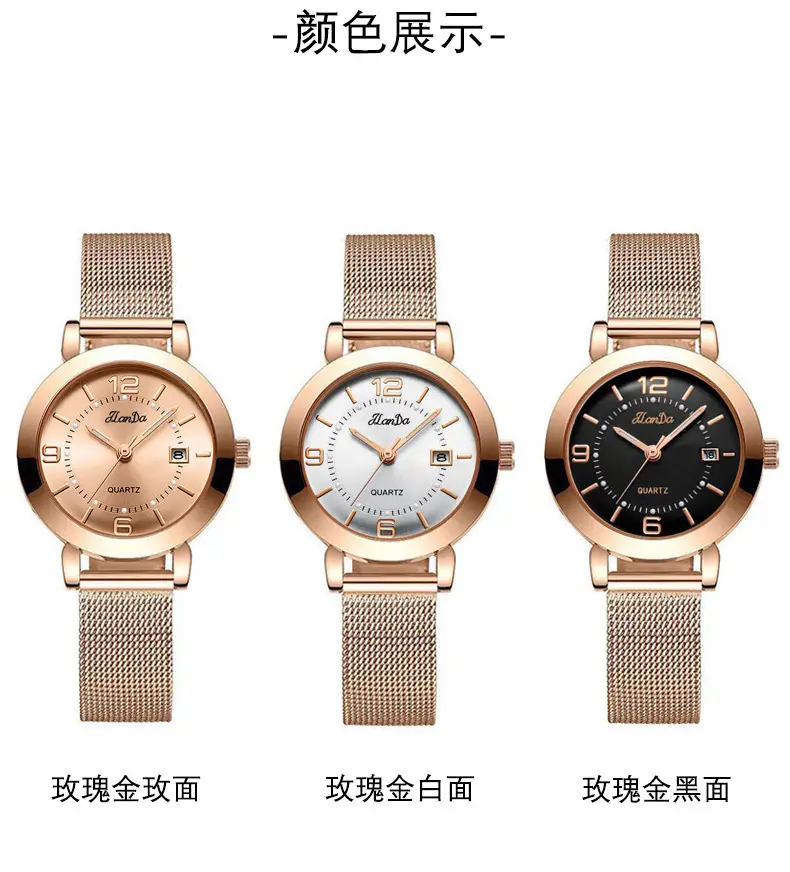 Luxury Rose Gold Women's Watch with Black Dial — feature 9