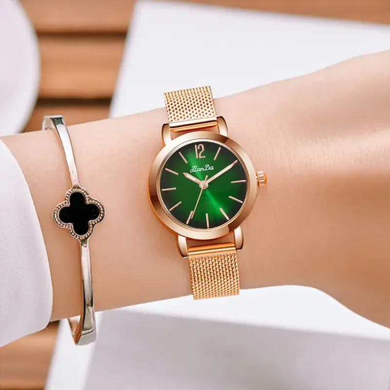 Elegant Rose Gold Mesh Watch for Women - Image 9