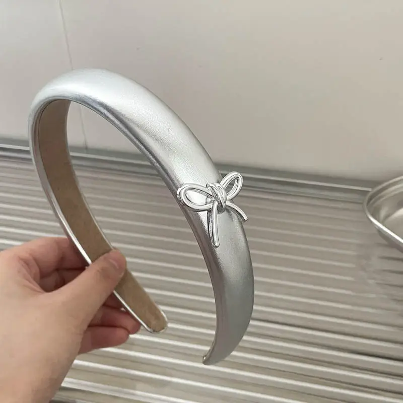 Gray Textured Korean Style Headband for Women - Image 2