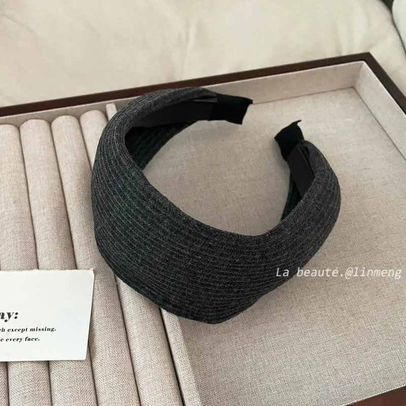 Gray Textured Korean Style Headband for Women - Image 40