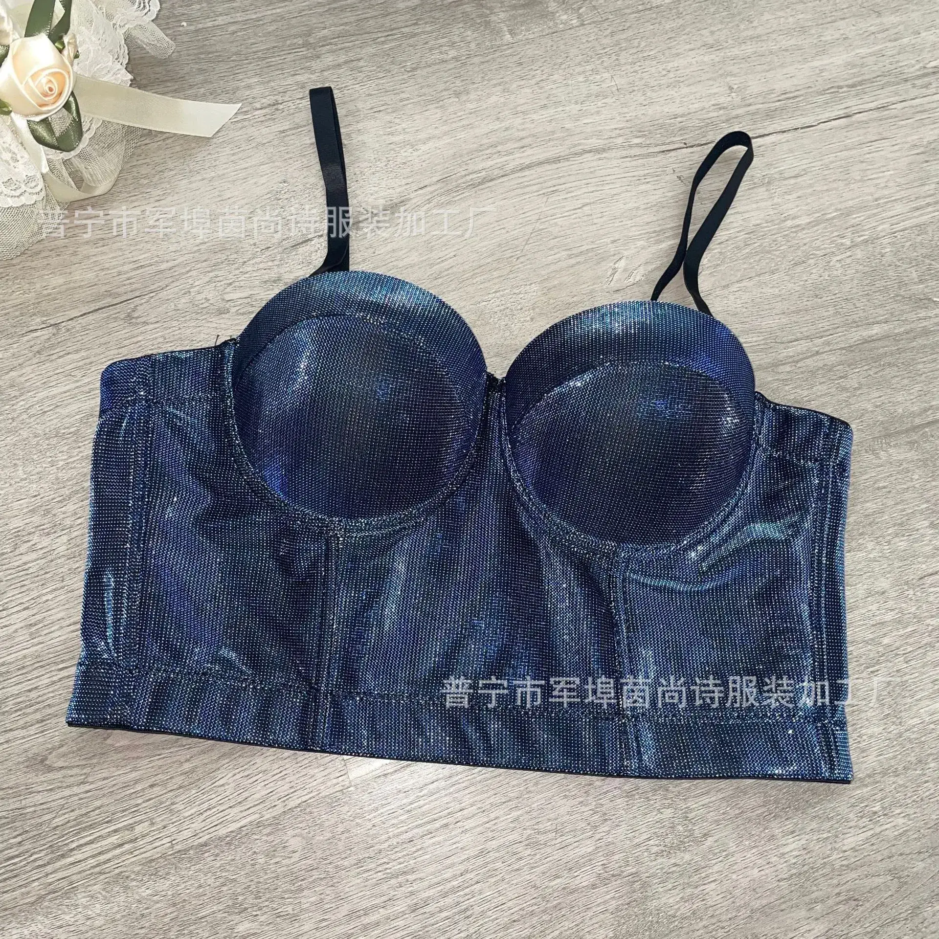 Blue Shiny Cationic Sling Underwear for Women - Image 3