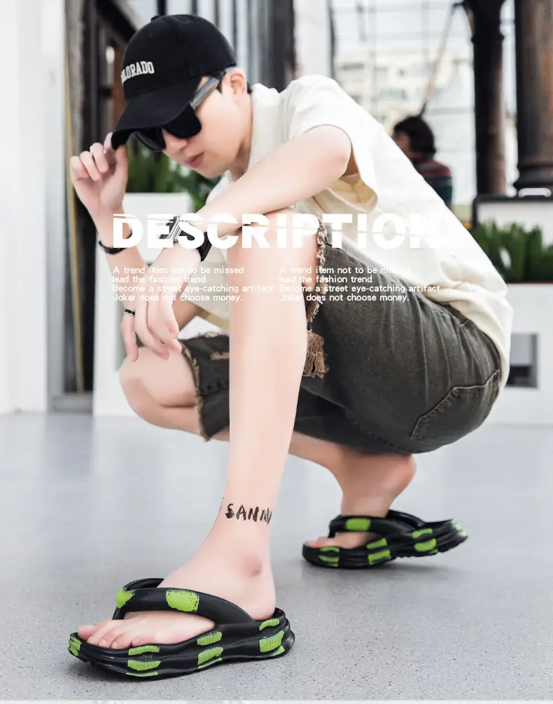 2024 Men's Black Green EVA Beach Sandals — feature 1
