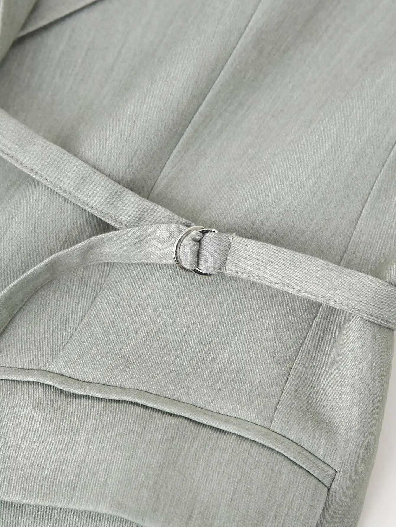 Women 2-Piece Grey Belted Suit Jacket & Shorts Set — feature 10