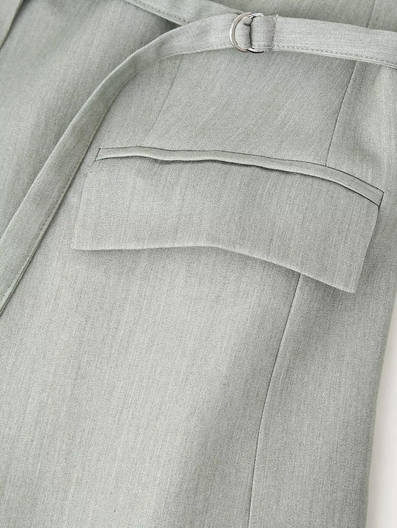 Women 2-Piece Grey Belted Suit Jacket & Shorts Set — feature 11