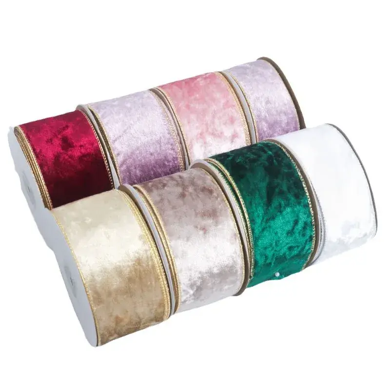 Velvet Gold Edge Christmas Tree Decoration Ribbon