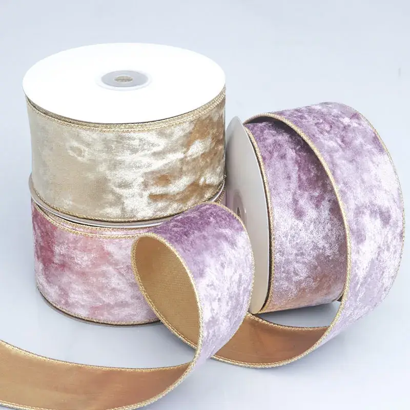 Velvet Gold Edge Christmas Tree Decoration Ribbon — feature 1